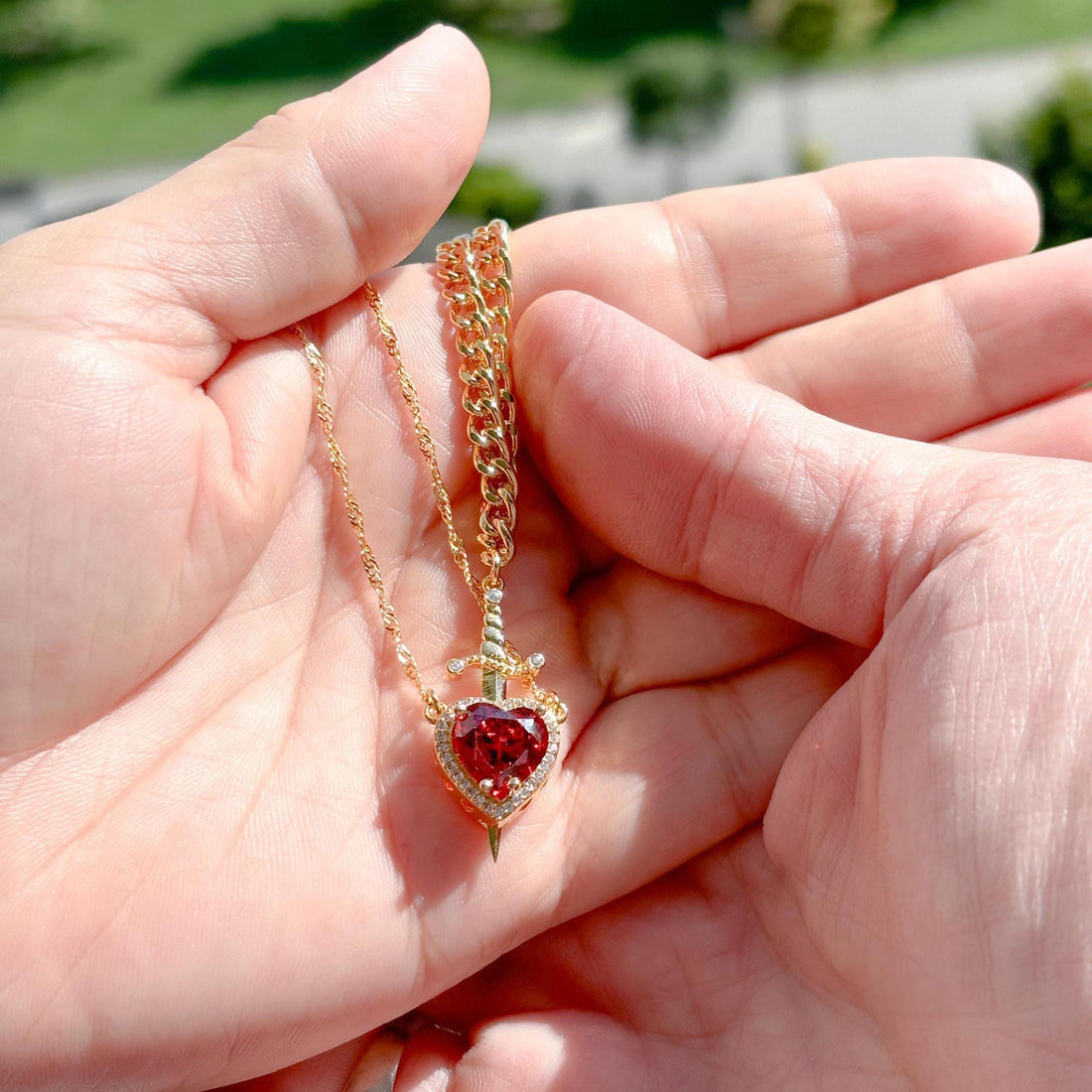 Heart and Sword Couple Necklace Set - Romance Necklace