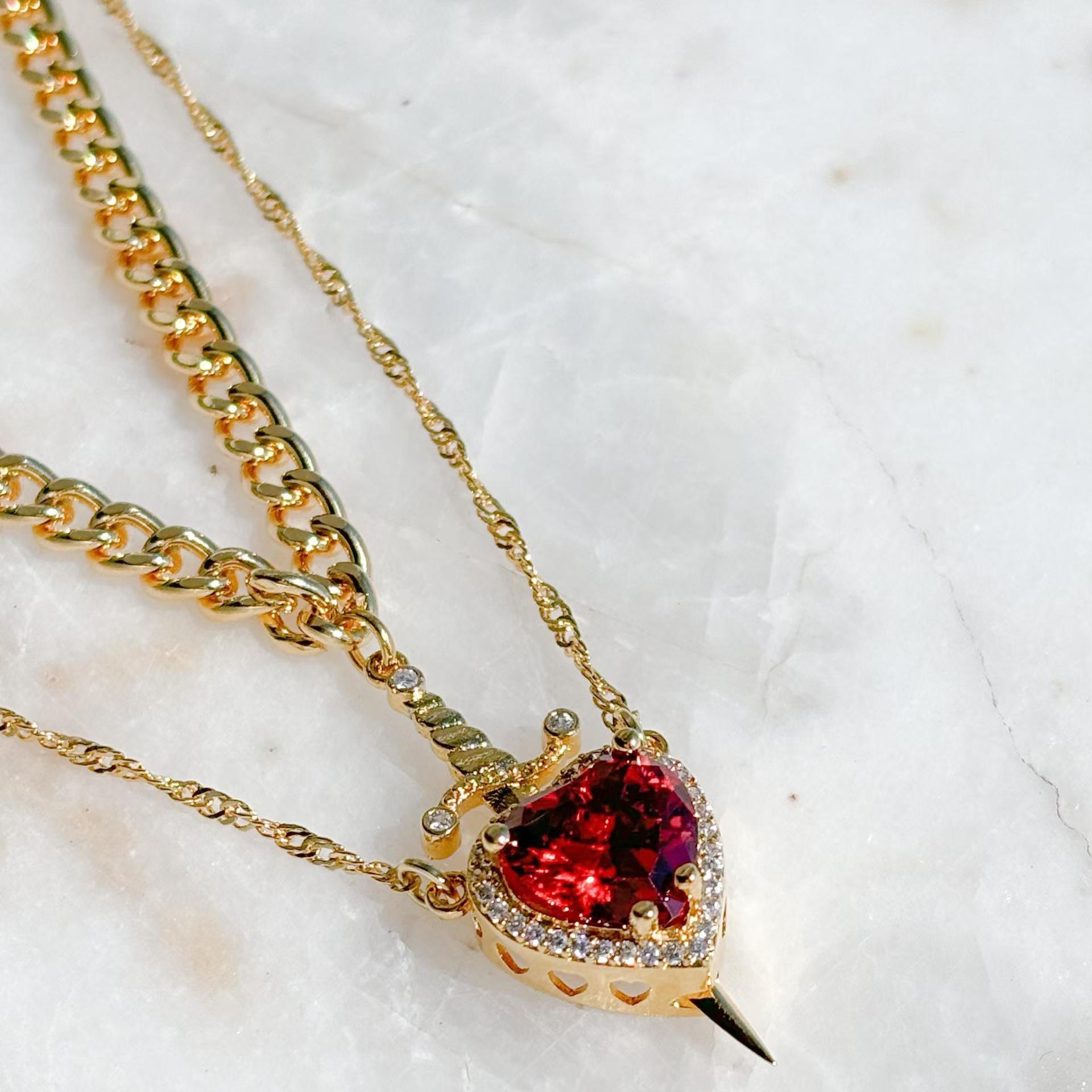 Heart and Sword Couple Necklace Set - Romance Necklace