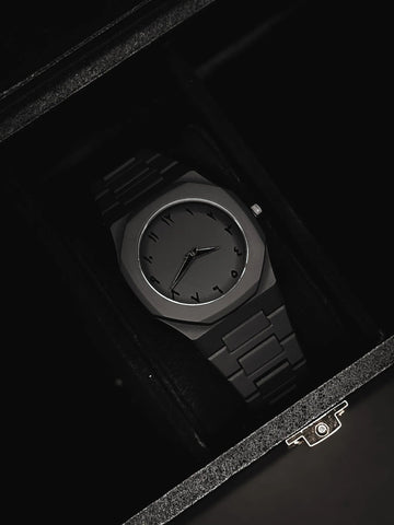 Black Arabic Aura Watch with boX For Men – Elegant Design, Arabic Numerals, Premium Quartz Movement